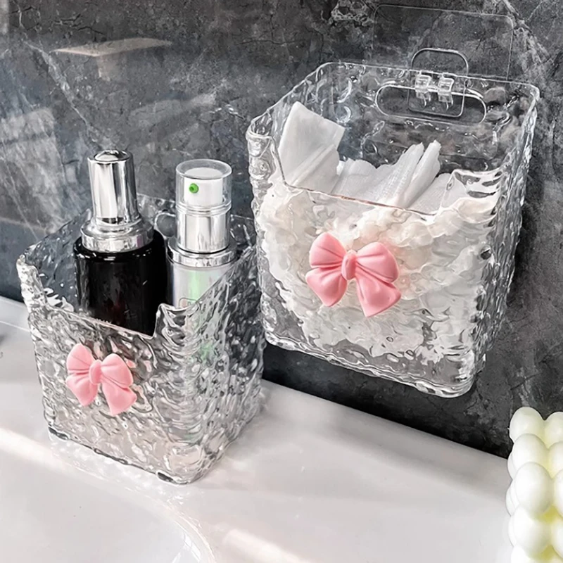 Punch-Free Toothpaste Holder Wall Mounted Makeup Brush Organizer Storage Rack Bathroom Storage Box Drain Box