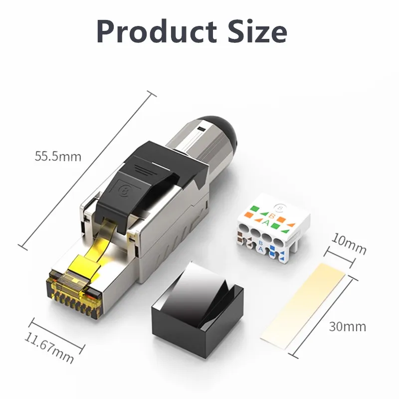 Cat6A Cat7 Cat8 RJ45 Connector Toolless Field Termination RJ 45 Plug Shielded Network Lan Cable Cat 8 laptops Ethernet Coupler