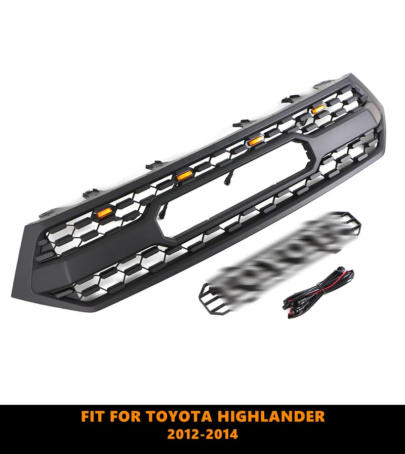 Good Quality ABS Front Middle Grill Racing Grills With LED Lights Fit For Toyota Highlaner 2012-2014