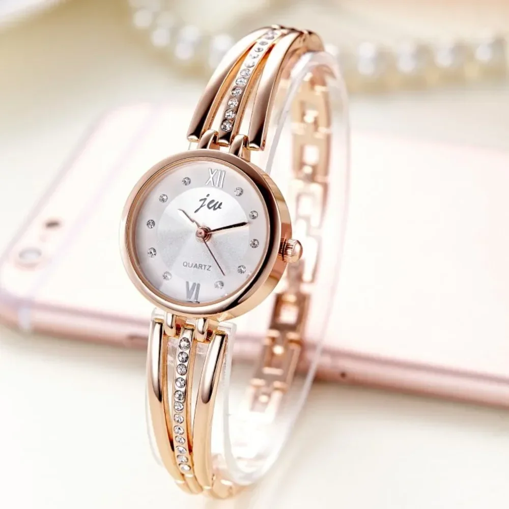 

Watch Women's Genuine Brand Round Rhinestone Steel Band Ins Style Student Fashion Watches Women's Korean Relogios Feminino