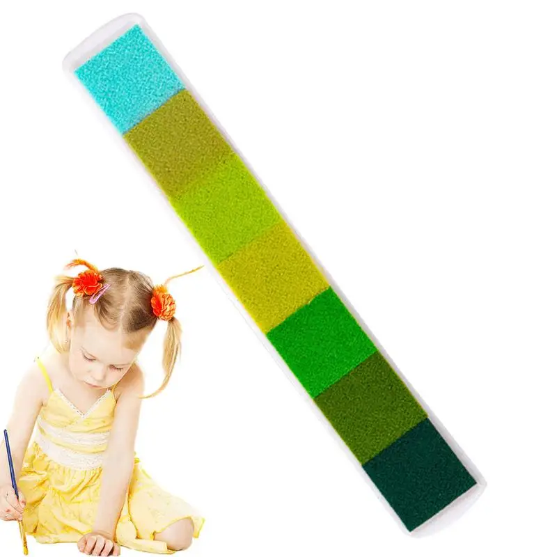 Regenbogen Farbe Tinten pads Set Farbverlauf wasch bar 7 Farben Finger Stempel kissen lange Streifen Design mehrfarbige Tinten stempel Pads für die Karten herstellung