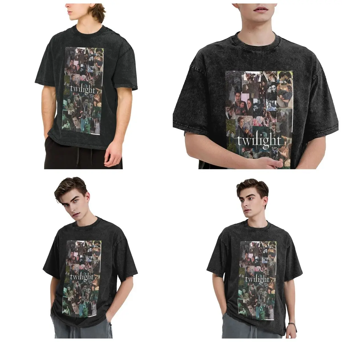 Edward Cullen Twilight Hip Hop Short Sleeve T-Shirts Washed Tops Tees Streetwear T Shirt Printed for Men woman