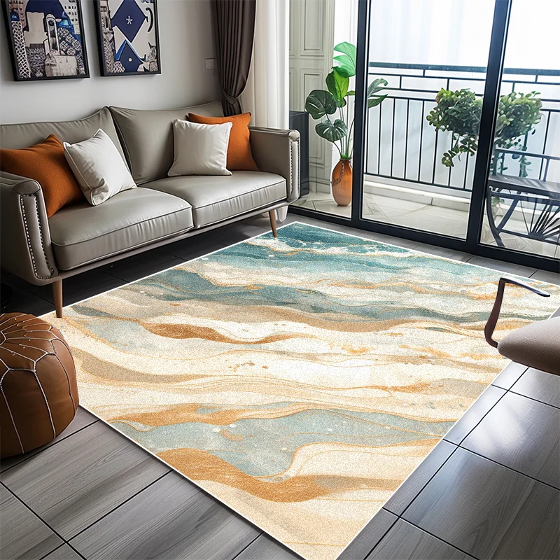 

Nordic Simple Style Marble Living Room Carpet Abstract Bedroom Decor Large Rug Washable Non-slip Bathroom Floor Mat Customizable