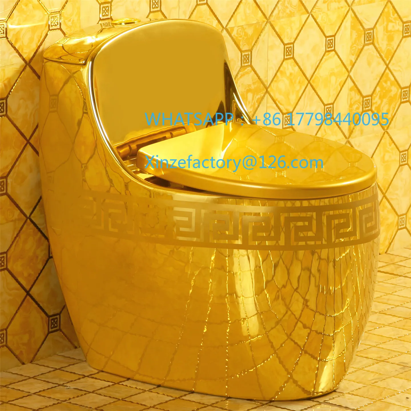

New household egg-type golden toilet modern light luxury creative color toilet siphon water-saving small apartment