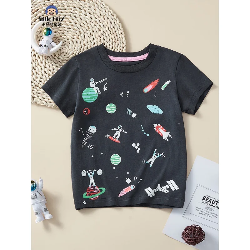 

Children's Short Sleeve2024Summer New Children's Black Top Cartoon Casual CoolTT-shirt Wholesale