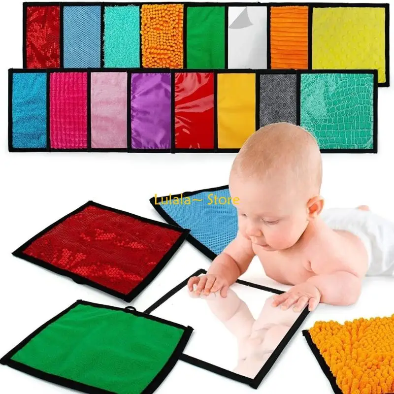 Y4QA 16PCS Soft Developmental Activity Mat For Newborns Multi Sensory Textures Machine Washable Travel Friendly Design