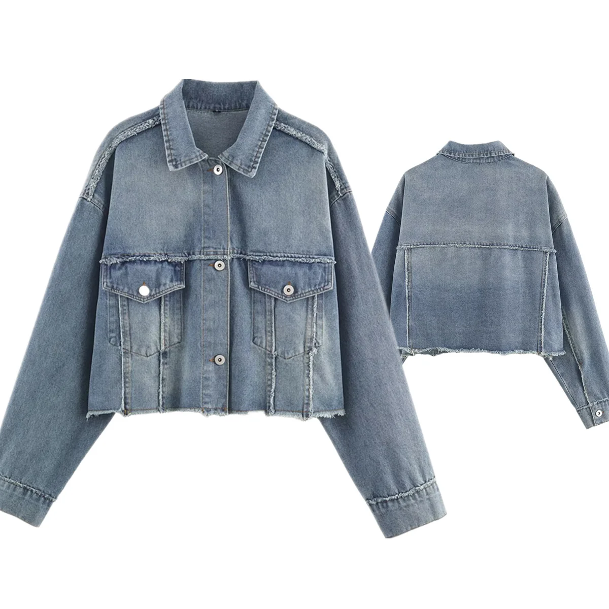 

Maxdutti Autumn Nordic Minimalist Washed And Distressed Denim Jacket Coat Women Women's Jacket Woman Clothes Tops