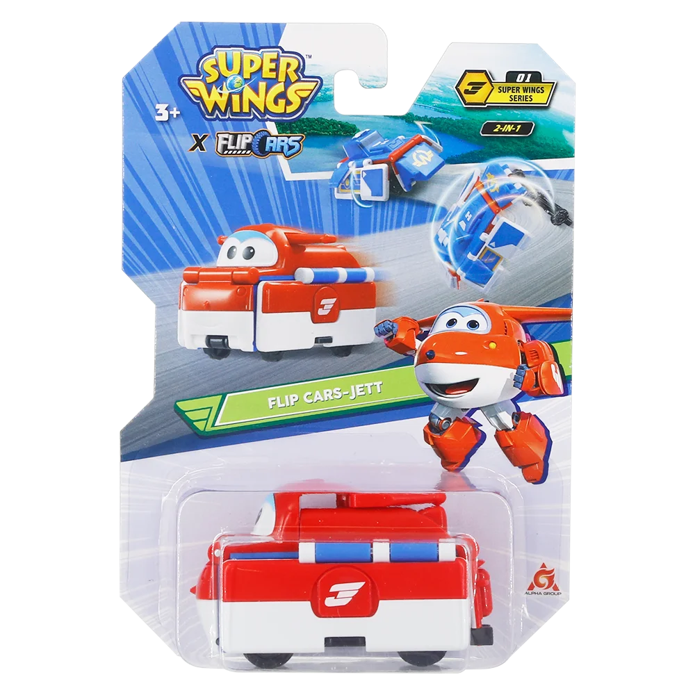 Super Wings  x Flip Cars 2-in-1 Transforming City Vehicles Mini Transformed Two Types Pocket Car Kid Toy Birthday Gifts