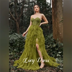 Lucy Mesh Green Layered Graduation Gown Party Dress Line A Evening Dresses for Formal Occasions Luxury Robe De Soiree Femmes