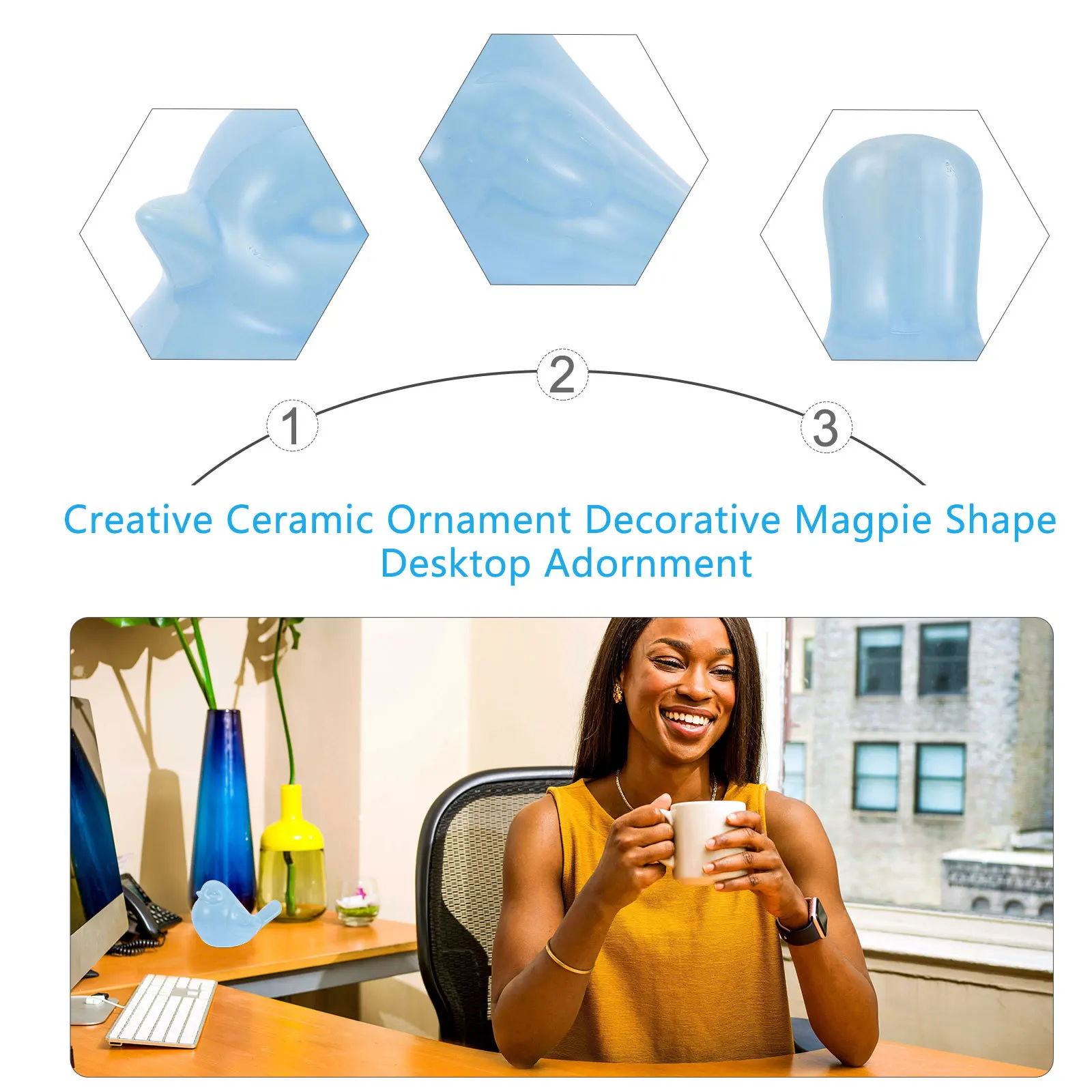 

1Pcs Ceramic Magpie Decorative Craft Home Decor Delicate Desktop Ornament Stylish Tabletop Adornment Ceramic Magpie