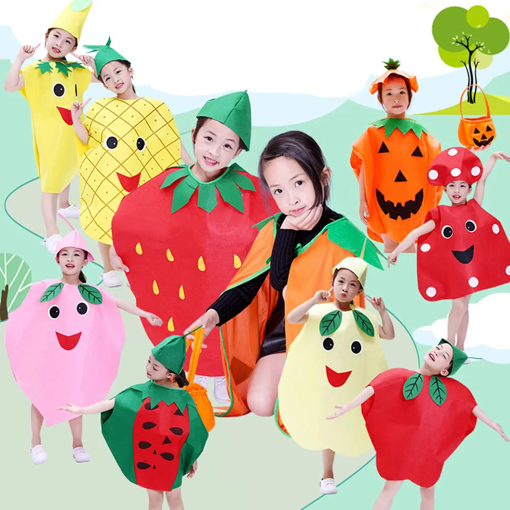 1Pcs Kids Fruit Costume Cosplay Outfit Shape Soft Comfortable Fabric Easy on Off Flexible Fit Halloween Party