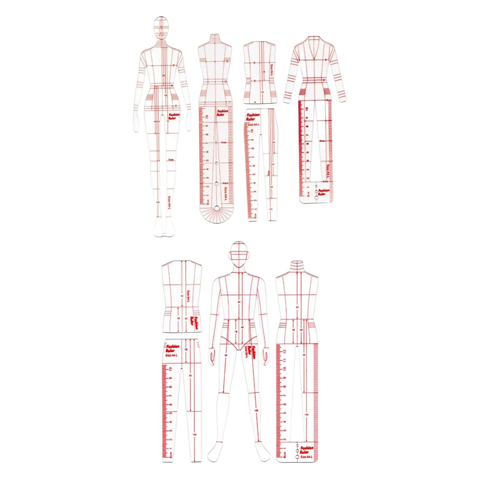 Template Rulers Models Fashion Illustration Rulers Clear Portable Tailoring Patchwork Rulers Sewing Rulers for Pattern Makers