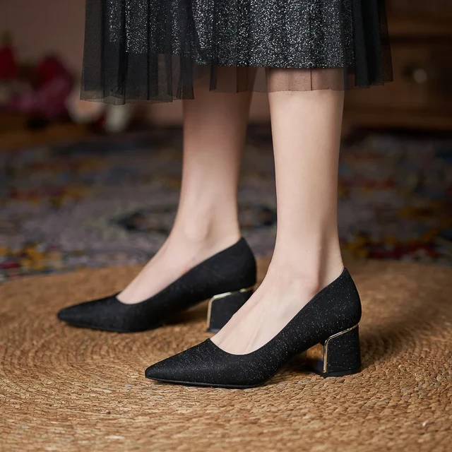 Small Size 31 43 Block Heel Women Shoes Point Toe 5cm low Heel Pumps Ladies Heels AliExpress 322