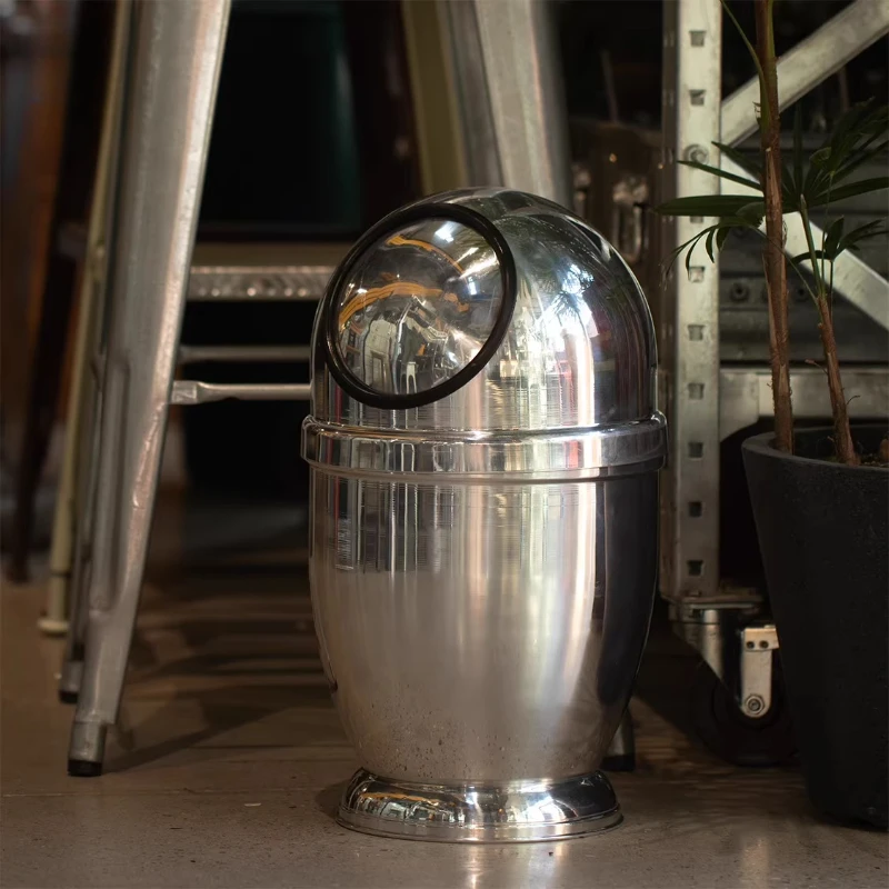 Metal aluminum trash can, round simple and creative double-layer storage bucket