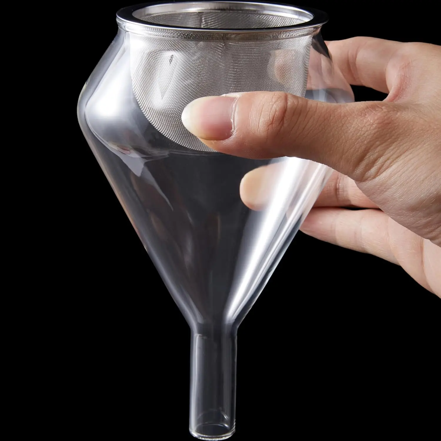 

Wine Filters for Sediment – Glass Wine Funnel with Fine Mesh Strainer for Decanter and Bottle – Aerating Wine Pourer f