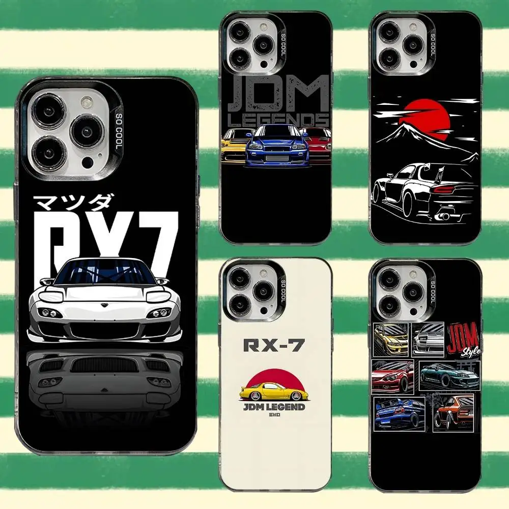 

RX7 JDM Legends Cars Phone Case For iPhone 16,15,14,13,12,11,8,7,Pro,Max,Plus,Mini,XS,SE Anti Fall Black Matte Hard