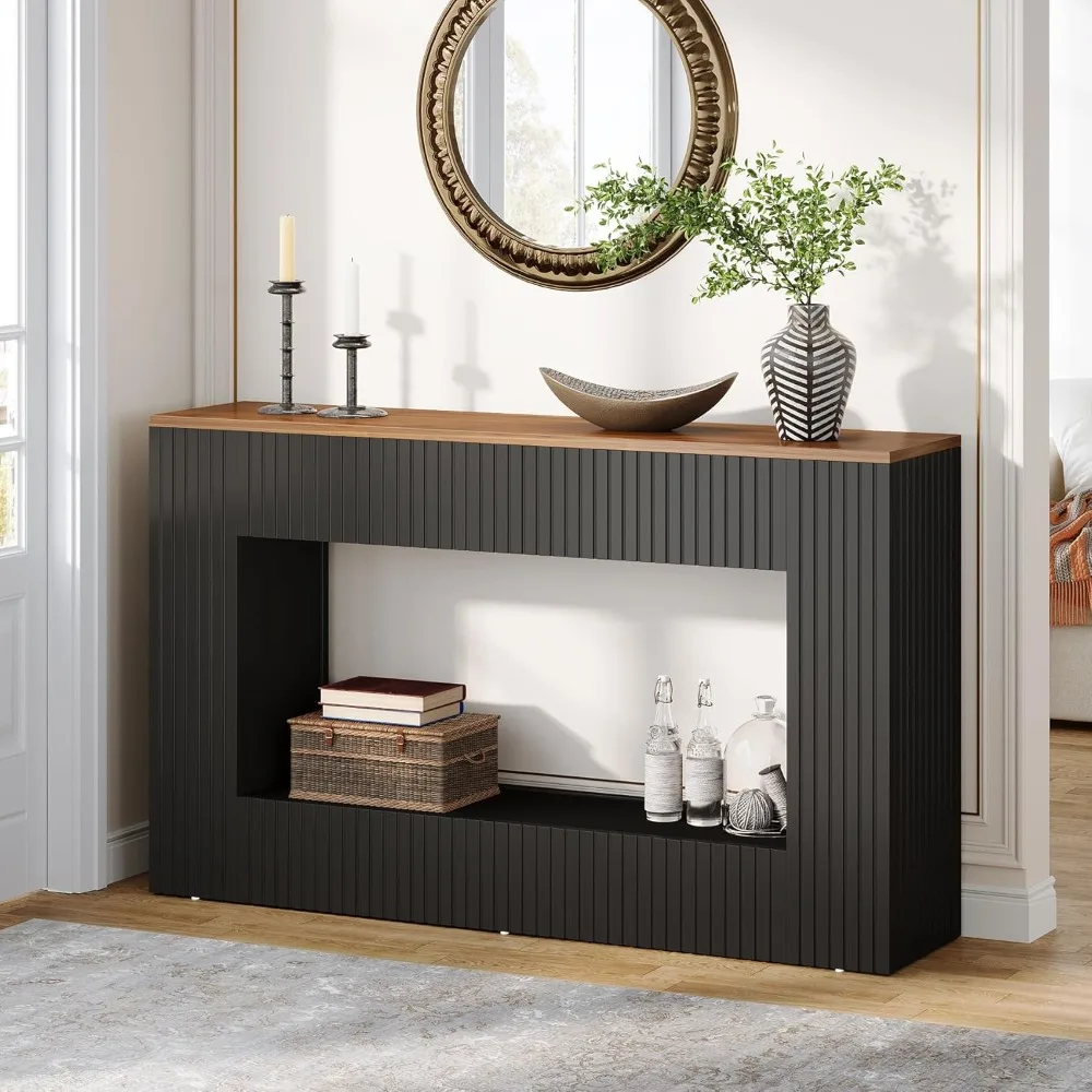 

Contemporary 55 Wooden Console Table with Storage for Entryway and Living Room