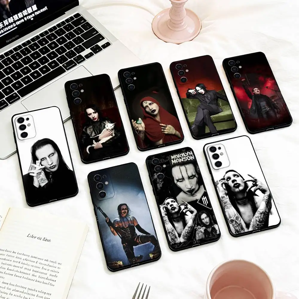 Gothic Metal Musician Marilyn Manson   Phone Case For Samsung S 25,24,23,22,30,21,10,9,Ultra,Plus,Lite,FE,4,5 G Soft Black Case