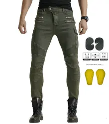 Zipper Jeans Motorcycle Pants Men  with 4 hip pads Riding Touring Scooter Trousers Motocross Zip pocket Pants Moto Pants