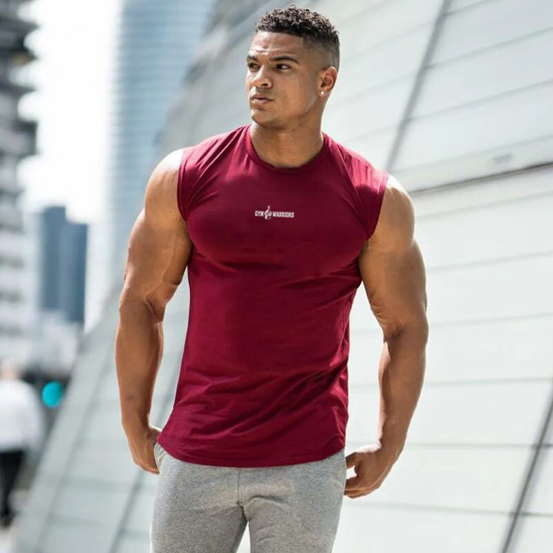 

New Brand Mens Gym Running Tank Top Workout Sporting Sleeveless O-Neck Vest Fashion Casual Training Breathable Fitness Singlet