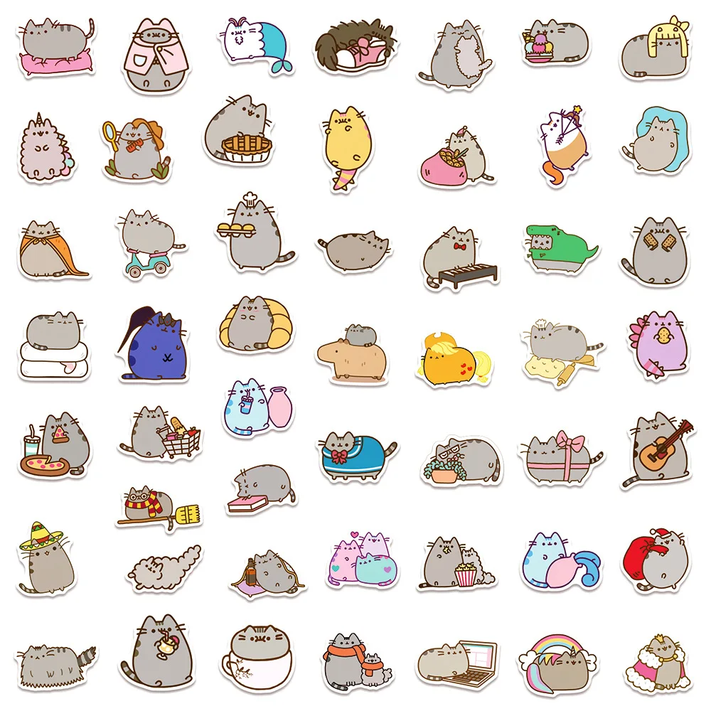 50 Stück Pusheen Anime-Aufkleber, wasserdicht, für Graffiti, Skateboard, Notizbuch, Handy, niedliche Dekorationsaufkleber, Spielzeug – Detail 11
