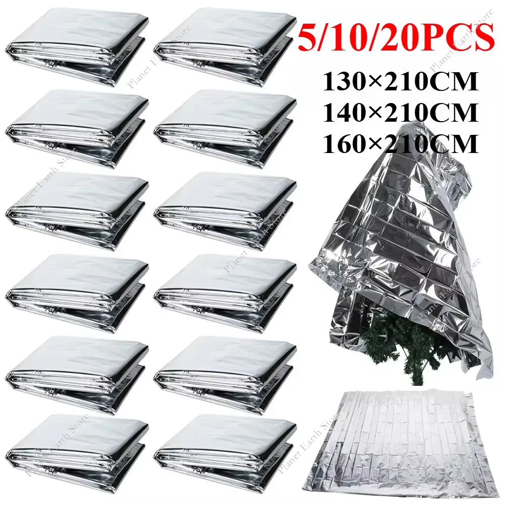 5/10/20 Pack Emergency Blanket Thermal Blanket for Camping Waterproof Foil Thermal Blanket Heat Reflective Blanket for Outdoors