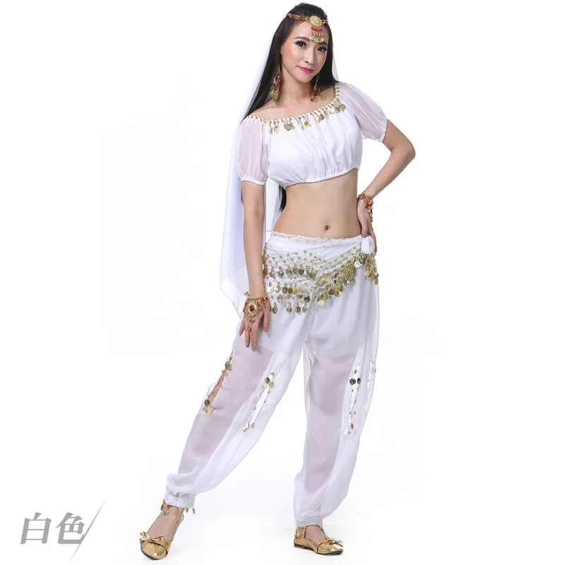 Spersonalizowany zestaw 2/3/5-częściowy: lampion z krótkim rękawem + spodnie z lampionem na monety do zawieszenia + opaska na głowę, strój do tańca brzucha, sukienka do występów.