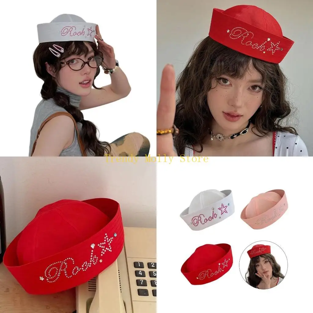 

N5KB Шляпы Капитана со стразами, костюм моряка для девочек, вечерние маскарады, сексуальная шляпа со стразами, платье