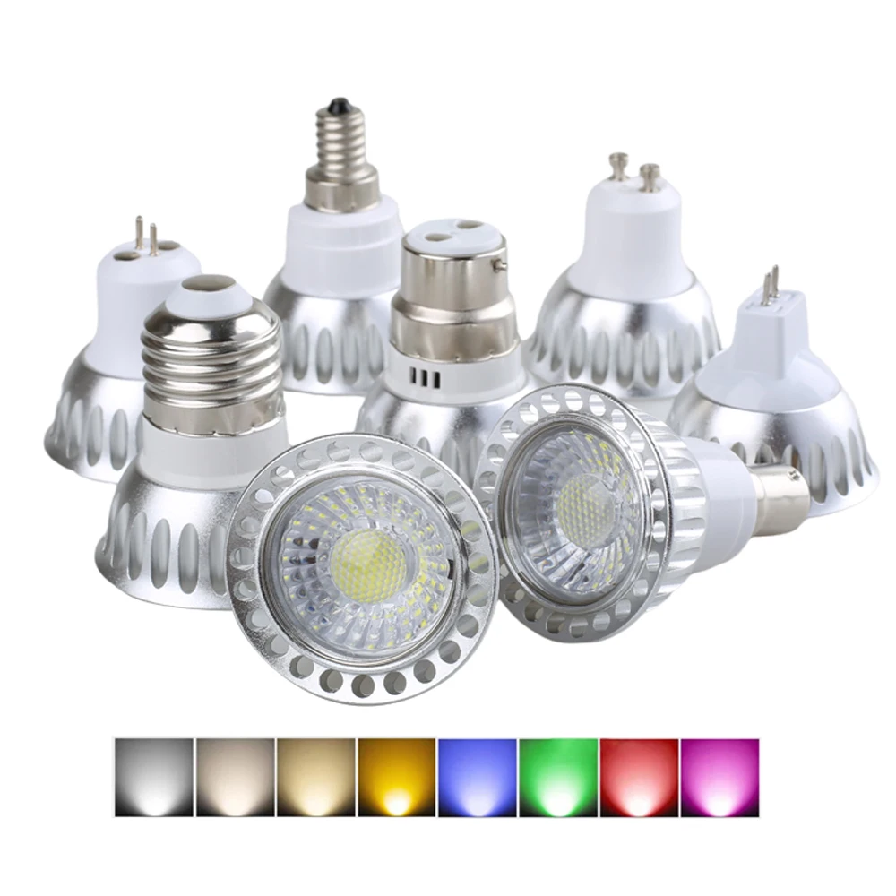 

New High Power Lampada Led MR16 E27 E12 E14 GU10 COB 5W Led Cob Spotlight Warm Cool White MR16 12V Bulb Lamp GU 5.3 110V 220V