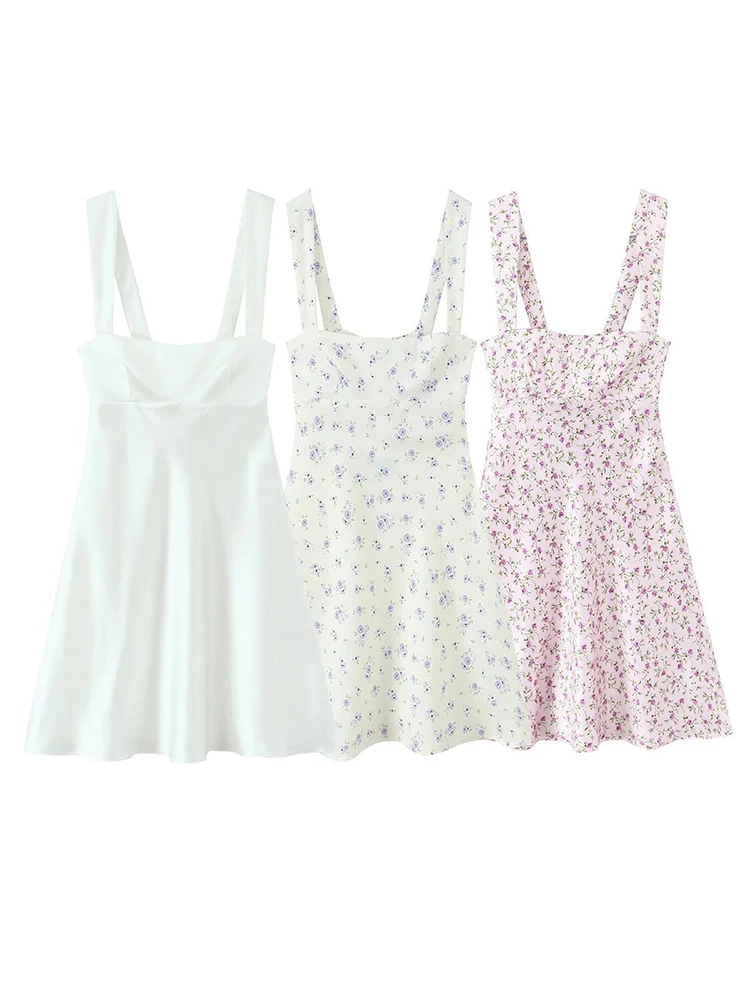 Mini robe trapèze à imprimé Floral pour femmes, sans manches, avec nœud au dos, à bandes, été