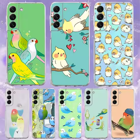 Chubby Cockatiel Parrot Bird Phone Case For Samsung S30,S23,21,22,20 Ultra,S20 FE lite,S10,9,PIus Note20ultra Cover Clear