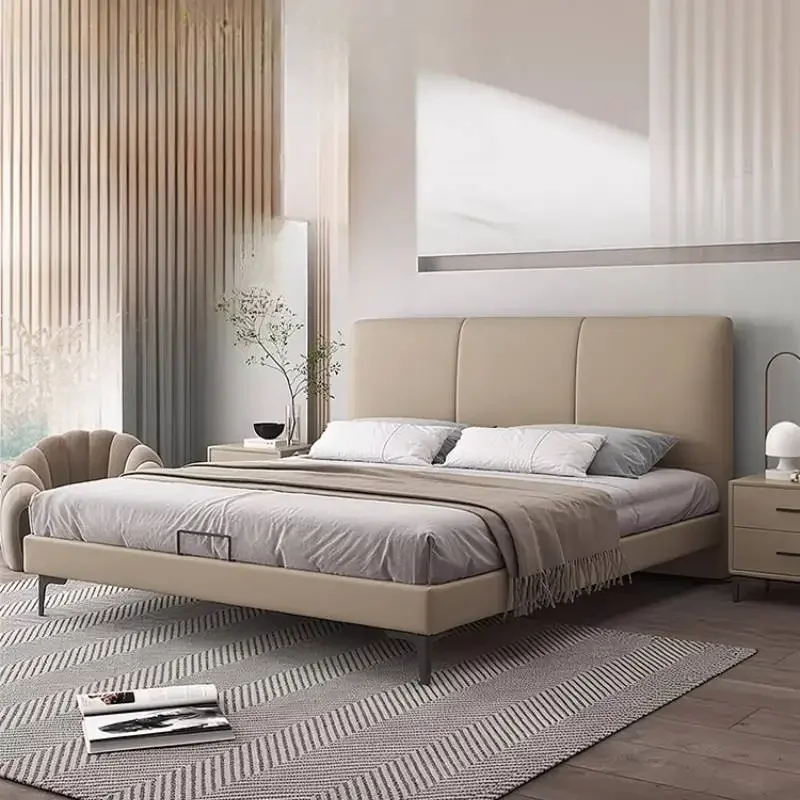 Decoration Design Double Bed European Luxury Household Modern Double Bed Pliable Accessories Cama Twin Furniture For Home