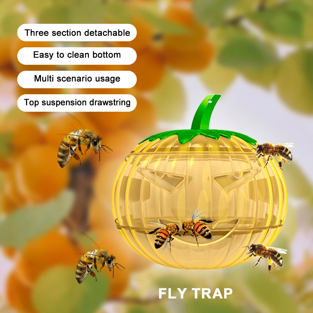 

2PCS Fruit Fly Trap Pumpkin Shape Drosophila Trap Indoor Outdoor Non-Toxic Gnat Killer Fly Catcher Pest Insect Control Bee Trap