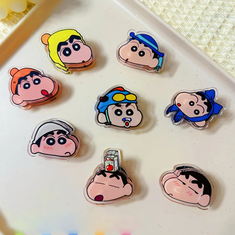 Kawaii Crayon Shin-Chan Acrylic Two-Sided Pp Clip Hand Account Folder Sealing Clamp Decorative Notebook Girls Anime Stationery