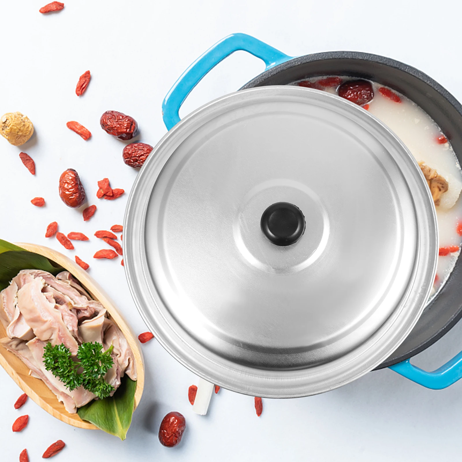 

1pc Aluminum Cover Universal For Frying Pan Soup Pot Stock Pot Steamer Wok Lid Replacement Kitchen Cookware Accessory