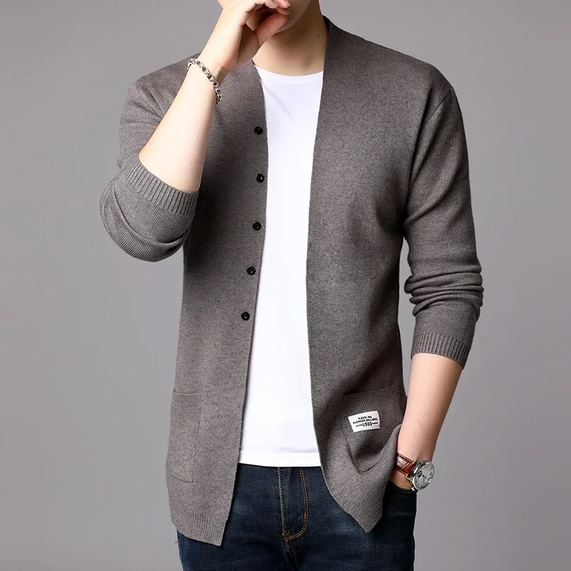 2026 Fashion Mens Cardigan Jackets Coats Streetwear Trend Windbreaker Autumn Overcoat Casual Sweater Jacket Men Clothing Black