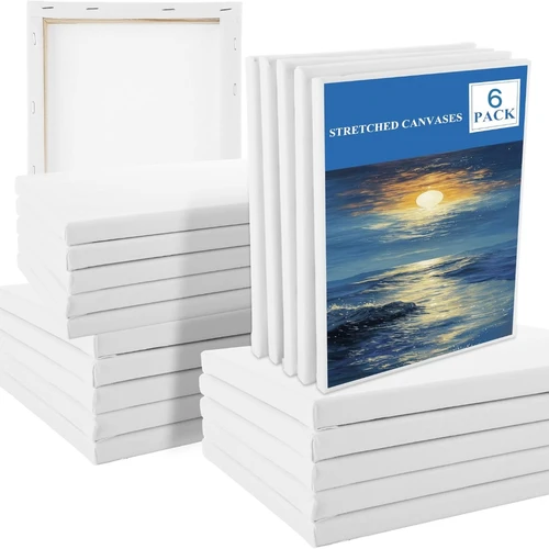 Gran oferta de lienzo de artista cuadrado blanco para pintura al óleo de lienzo, marco de tablero de madera para pintura acrílica al óleo imprimada, 6 uds.