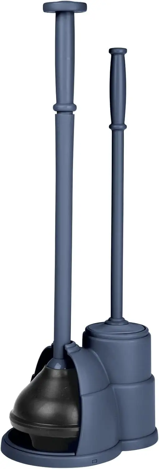 

Plunger and Brush Set for Toilet Bowl - Hidden, Modern Toilet Brush and Plunger Set with Caddy