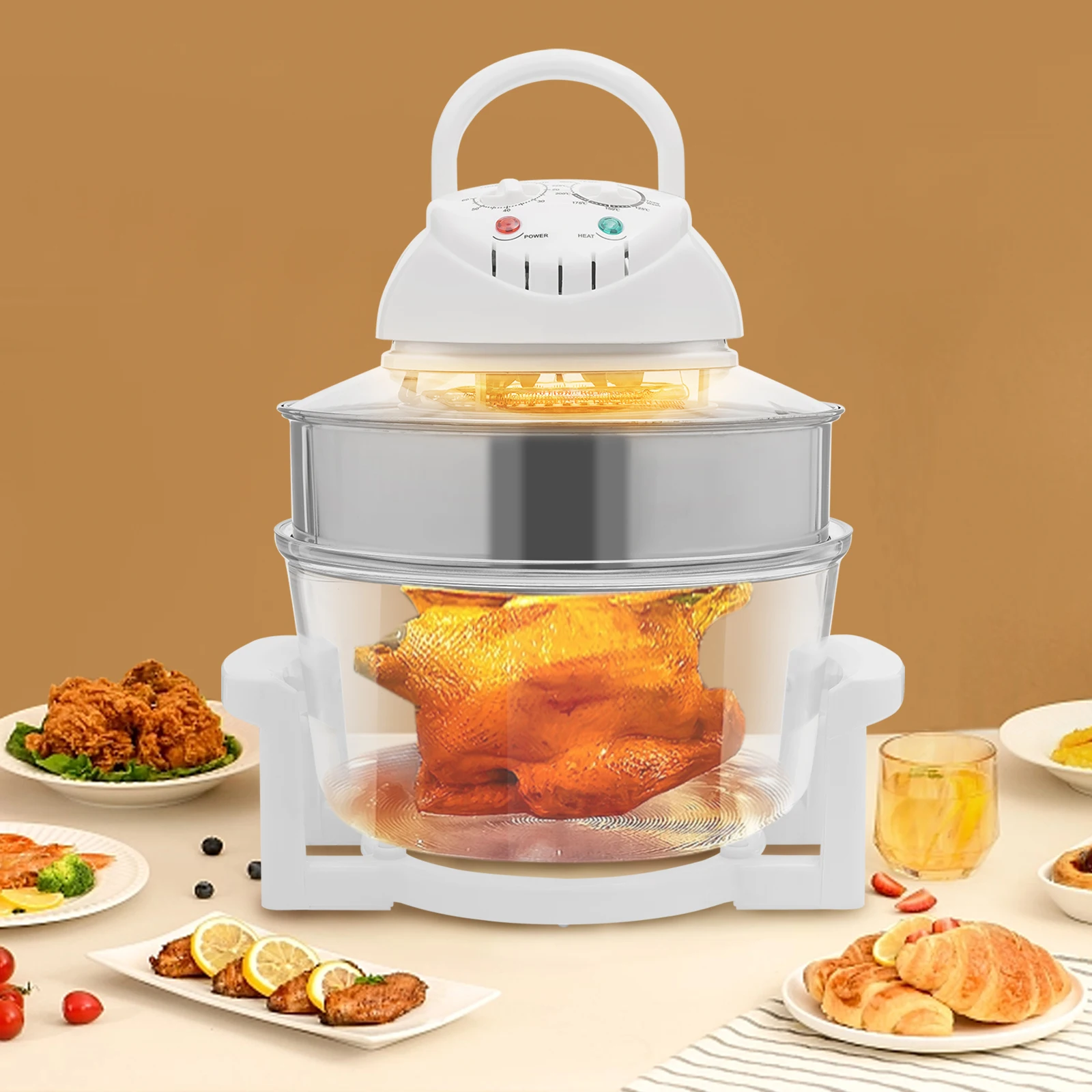 

American Standard 110V 17L Turbocharged Air Fryer with 360 ° Visual Thickening and High-Temperature Resistant Glass Frying Pan