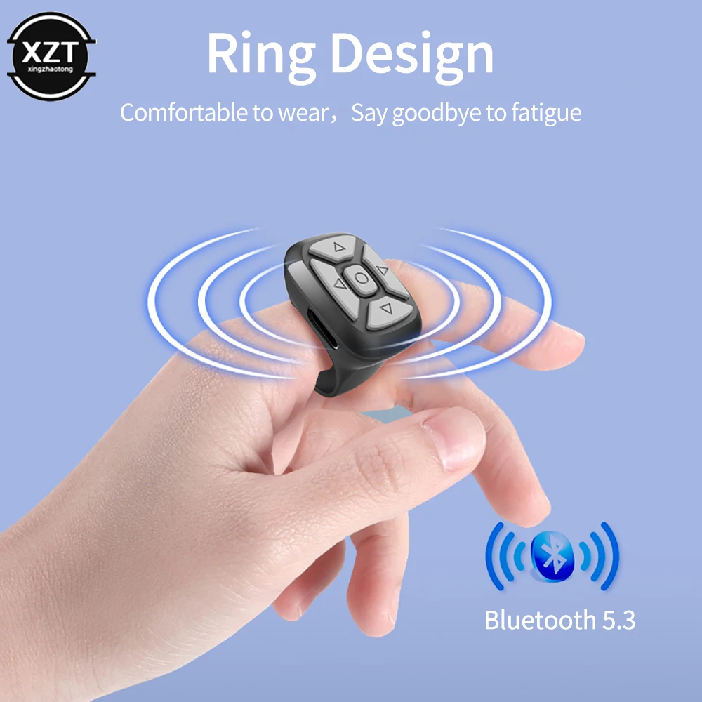 Wireless Bluetooth-compatible Ring Remote for iPhone Xiaomi Samsung Mobile Phone Selfie Stick Controller For Tiktok Page Turning