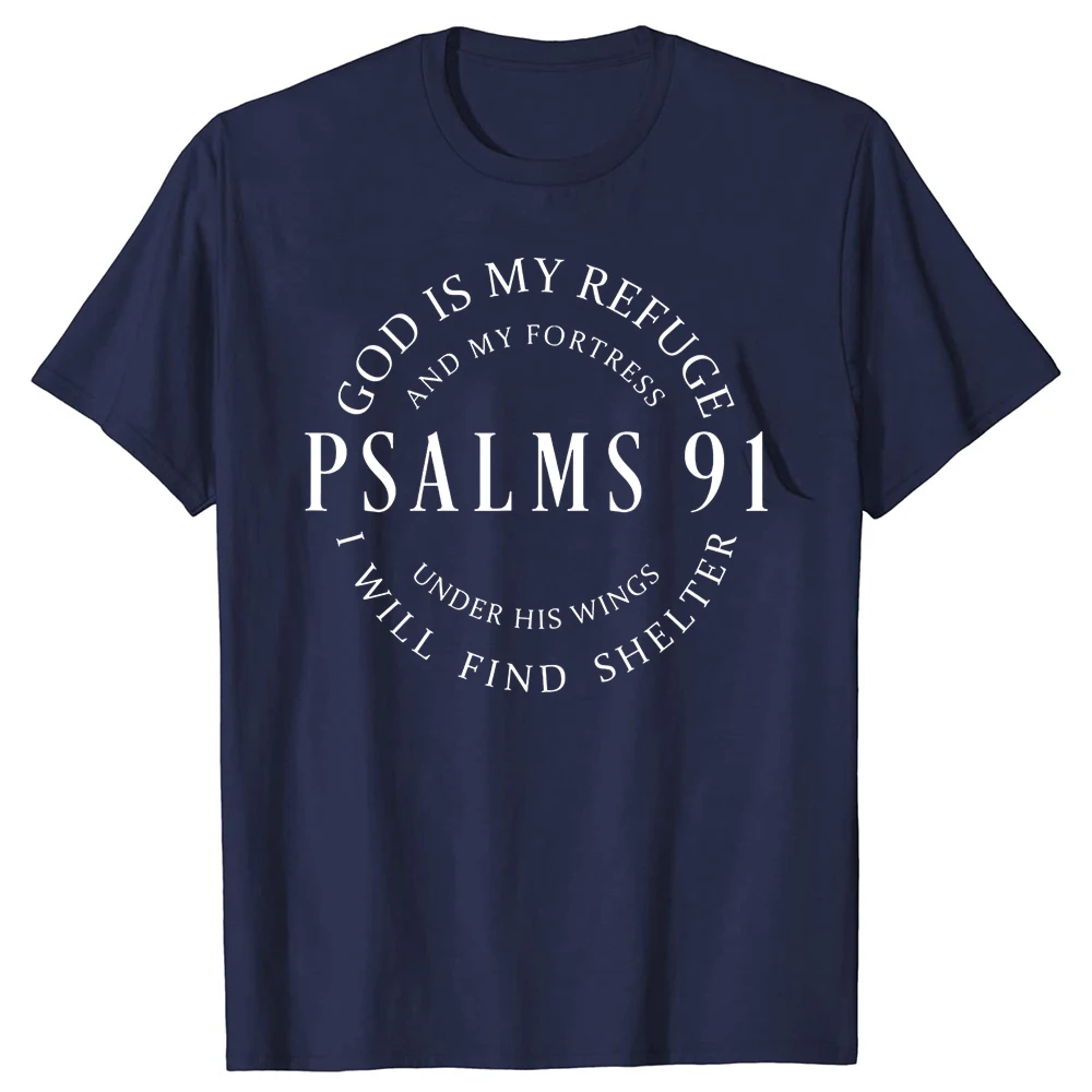 مضحك المزامير 91 المسيحية المباركة تي شيرت الصيف نمط الجرافيك القطن الشارع الشهير قصيرة الأكمام المسيح يسوع الهدايا تي شيرت الرجال #2