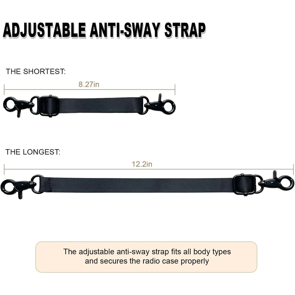 1 Piece Adjustable Reflective Radio Strap With Metal Buckles Anti Sway Harness For Walkie Talkie Two Way Security Duty Belt