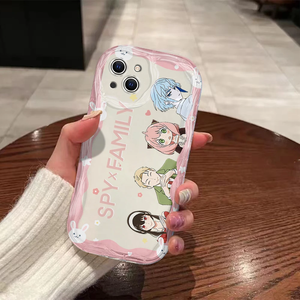 Anime Kawaii Anya SPY X FAMILY 3D Wave Case For iPhone 15 14 13 12 11 Pro Max Mini X XR XSMAX 8 7 6S Plus Soft Silicone Cover