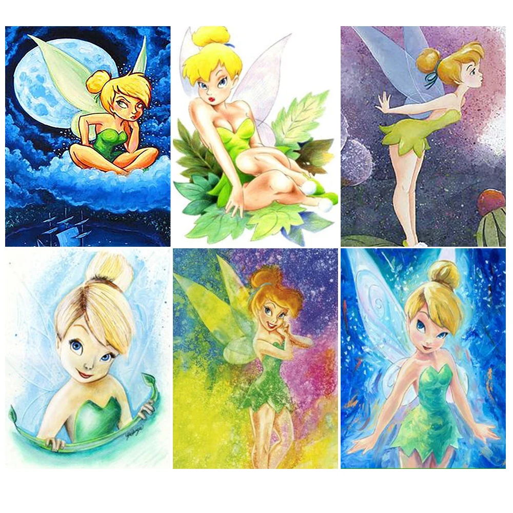 5D Disney Anime Diamond Embroidery Tinkerbell Full Drill Diamond Mosaic Wall Art DIY Cross Stitch Kit Cartoon Home Decor