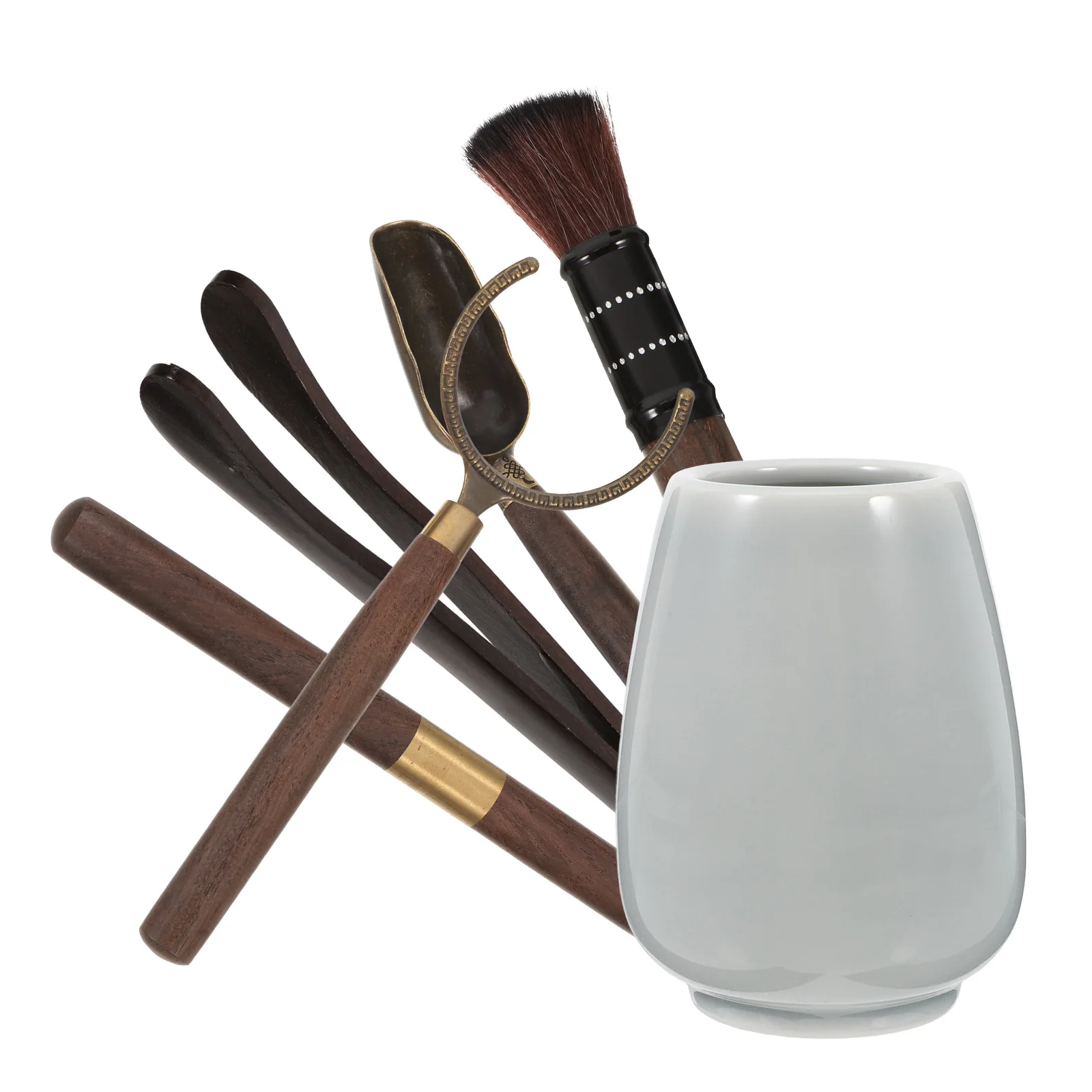 

Six Gentlemen Tea Ceremony Bottle Art Gothic Chinese Tools Wood Easy Clean Storage Unique Design Tea Art Accessories Gift