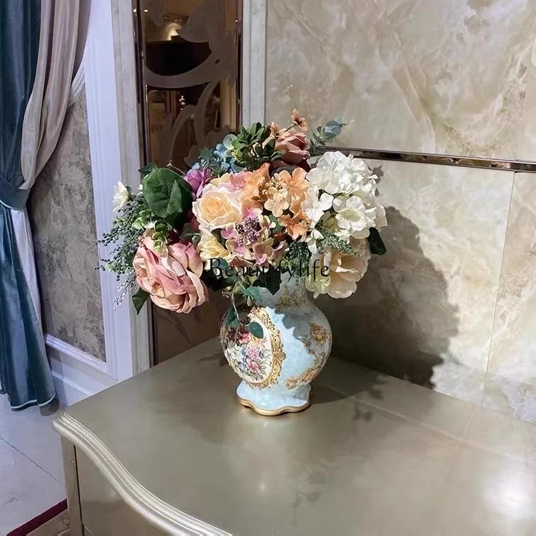 خزانة تلفزيون فاخرة من الخشب الصلب الأمريكي، خزانة زهور منحوتة من الخشب الصلب الفرنسي