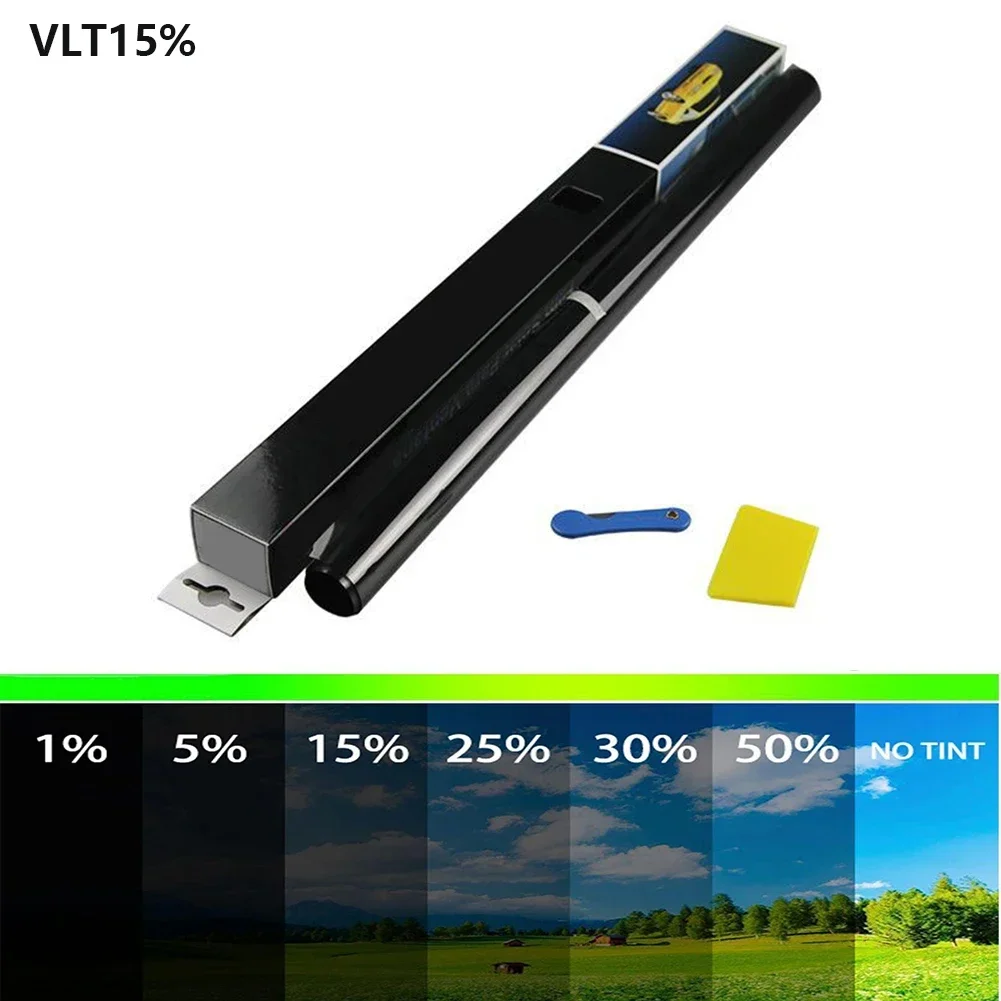 300CMx50CM Solar FilmAutomotive Glass Sun Protection Heat Insulation Black Car Window Film Roof Film Window Film 15% VLT Tinting