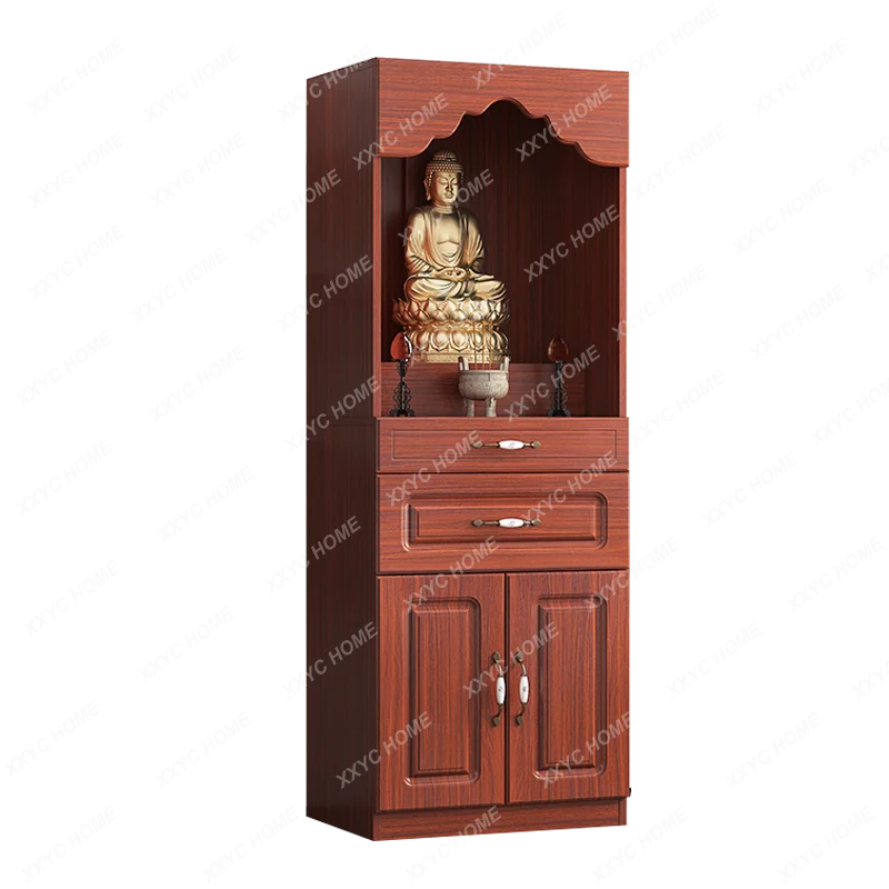 Buddha Shrine Clothes Closet Buddha Shrine Altar Home with Door-God Table Cabinet God of Wealth Guanyin Worship Table Shrine