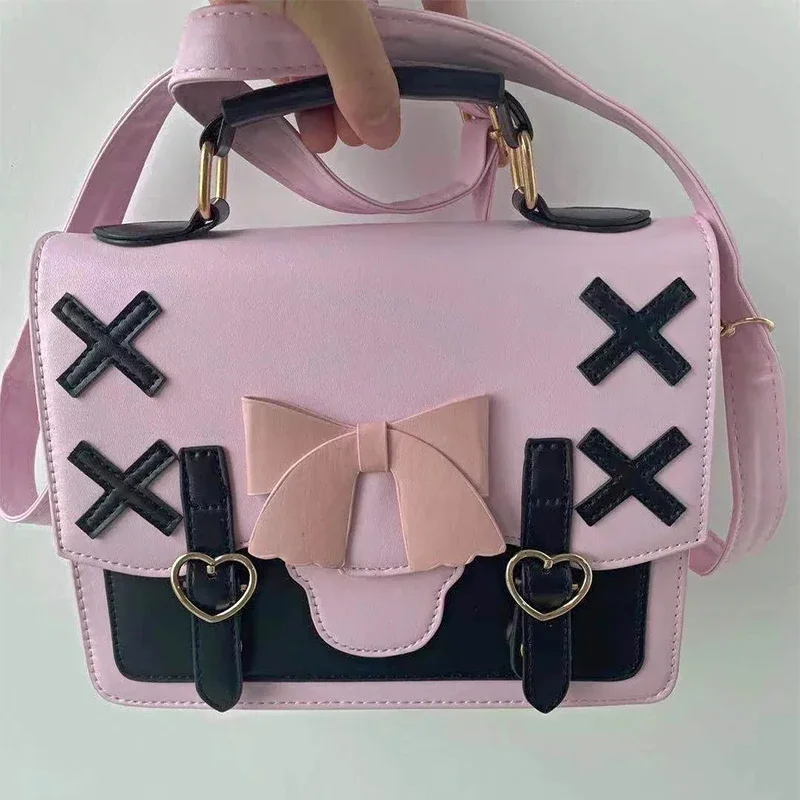 Xiuya Harajuku Lolita Shoulder Bag Women Japanese Kawaii Bowknot Female Messenger Bag Cute Womens Handbag 2021 Satchel Pouch