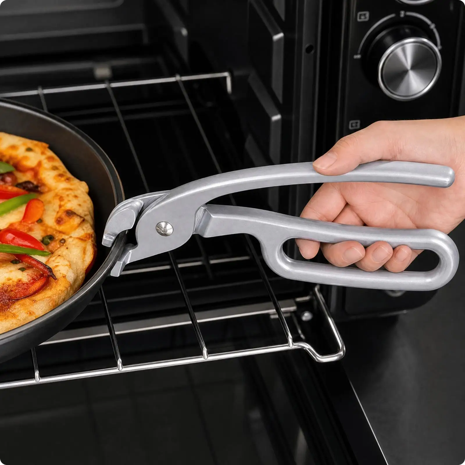 Hot Plate Gripper with Open-Loop Grip Heat-Insulating Dish Gripping Gripper Aluminum Alloy Pan Gripper Long Handles Hot Plate